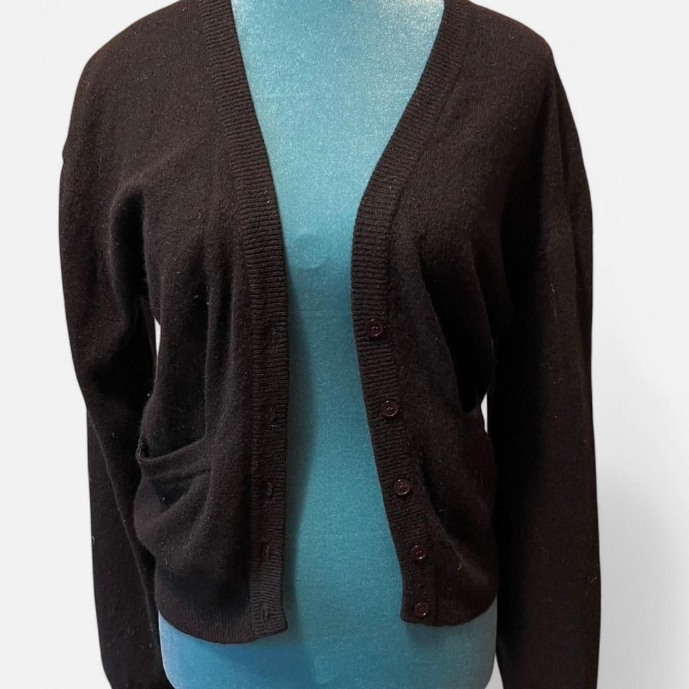 Vintage Mi Ki Black Angora & Lambswool Cardigan Sweater‎ Size Medium